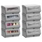 mDesign Fabric Shoe Storage Box, Clear Window, Hinged Lid - Gray